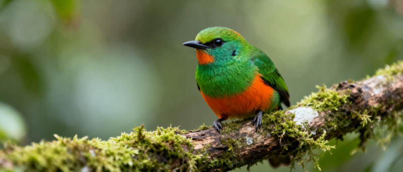 翠绿鸟栖枝头图片