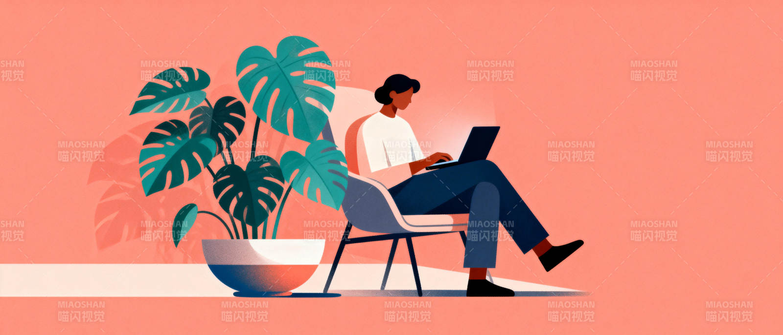 居家办公 绿植相伴图片