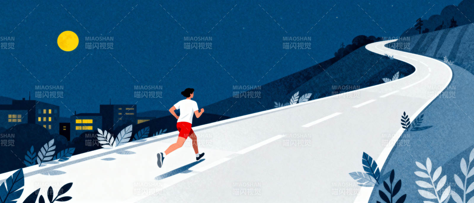 夜跑山间路图片