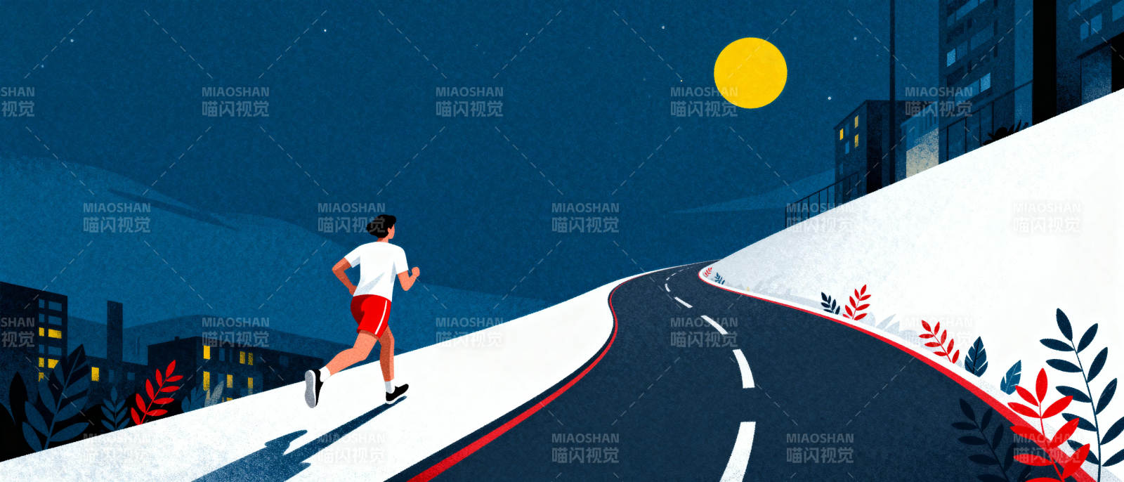 夜跑城市路图片