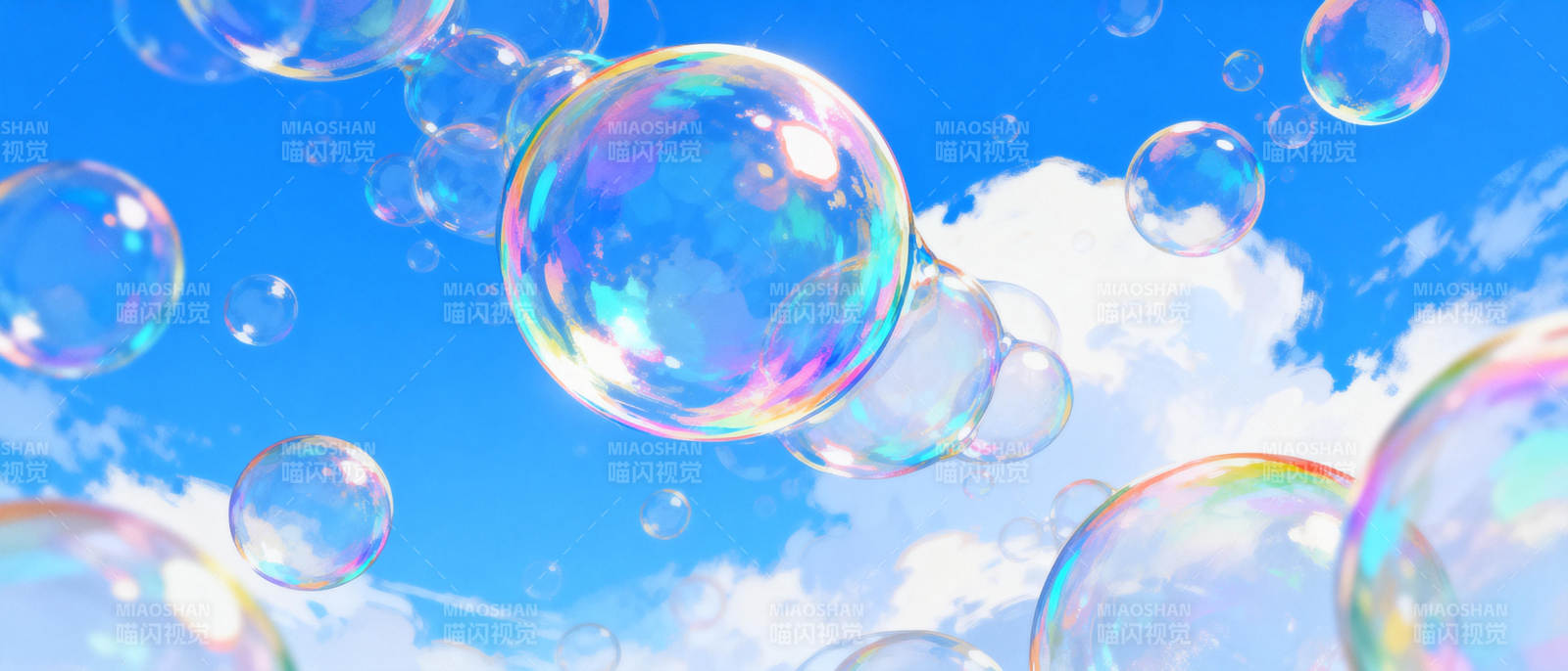 泡泡飘浮蓝天图片