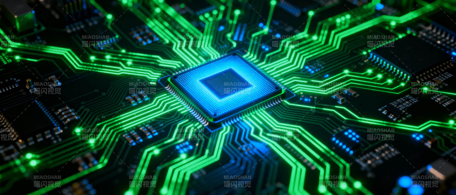 芯片电路发光图图片