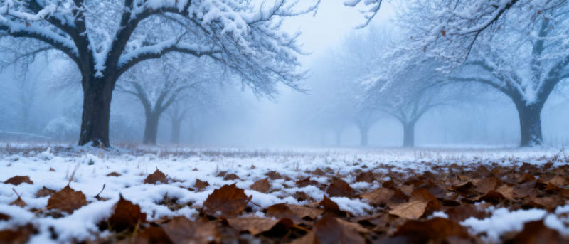 雪落林间静谧景图片
