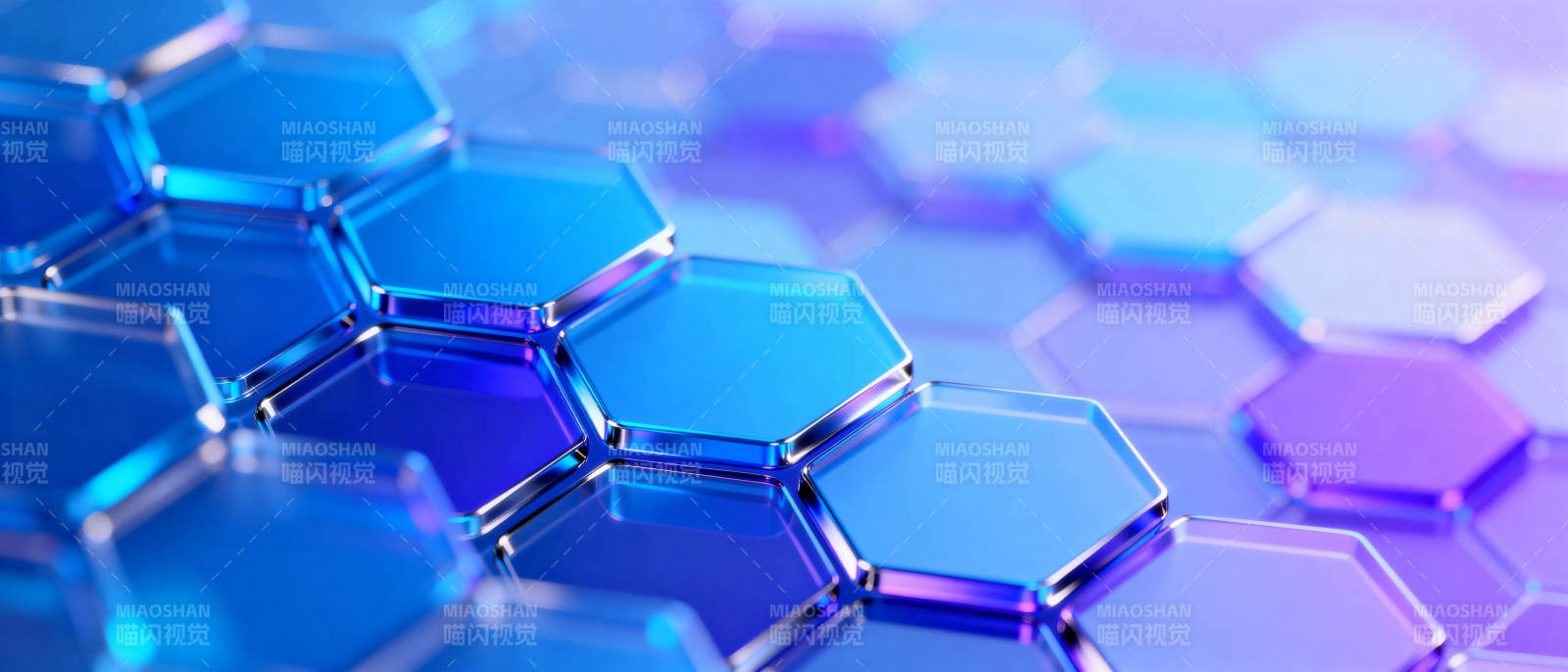 蓝紫六边形科技感图片