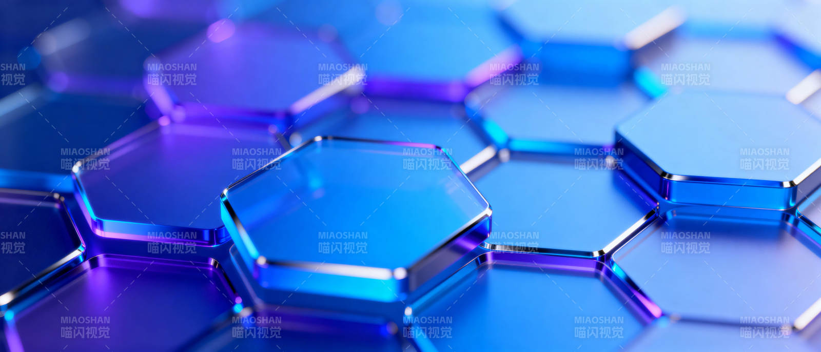 蓝色六边形晶格图片