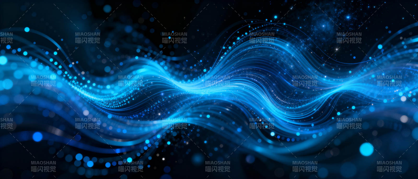 蓝色光波流动图片