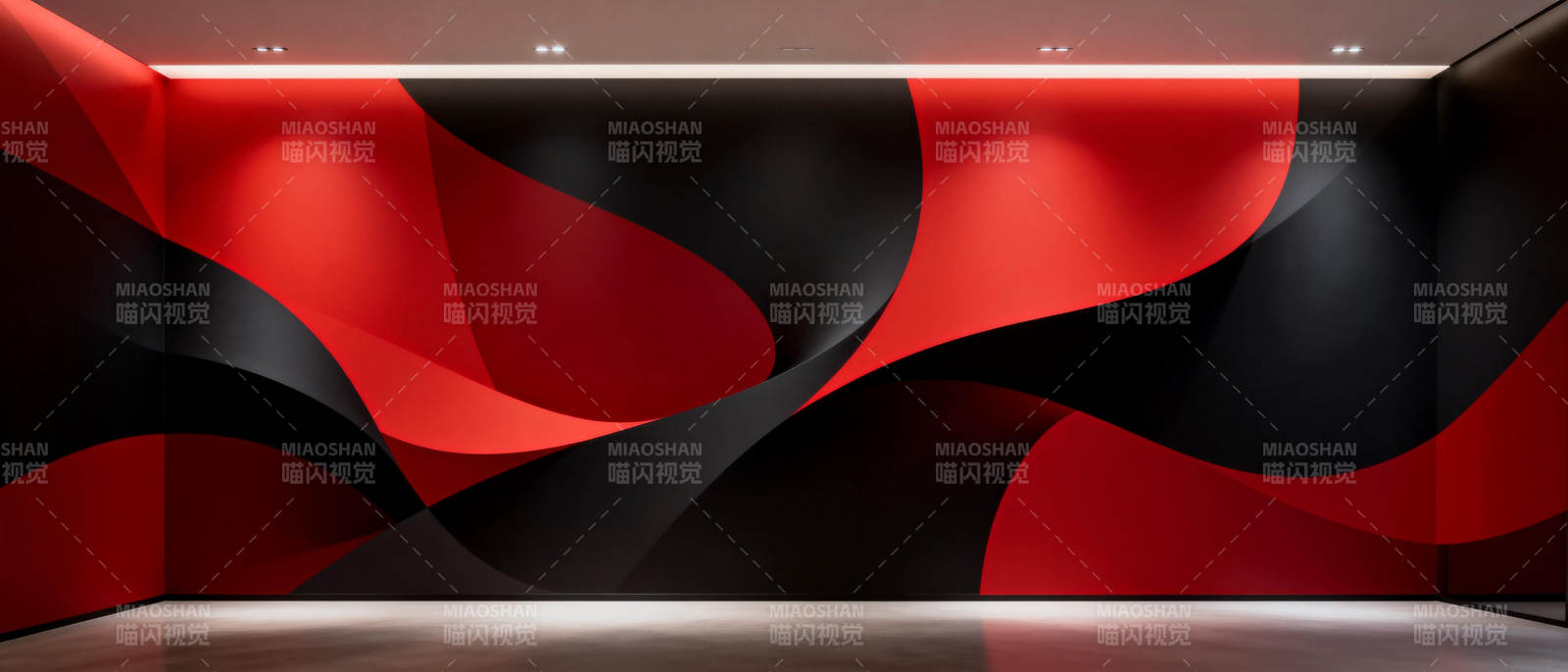 红黑波浪艺术墙图片