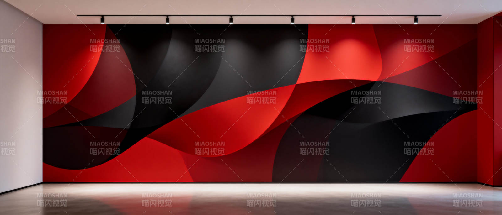 红黑波浪艺术墙图片