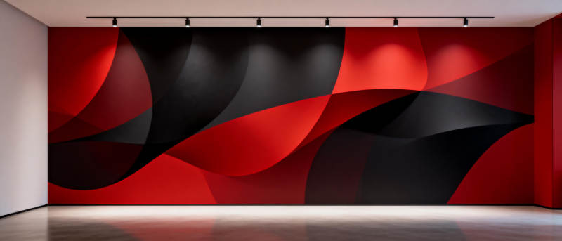 红黑波浪艺术墙图片