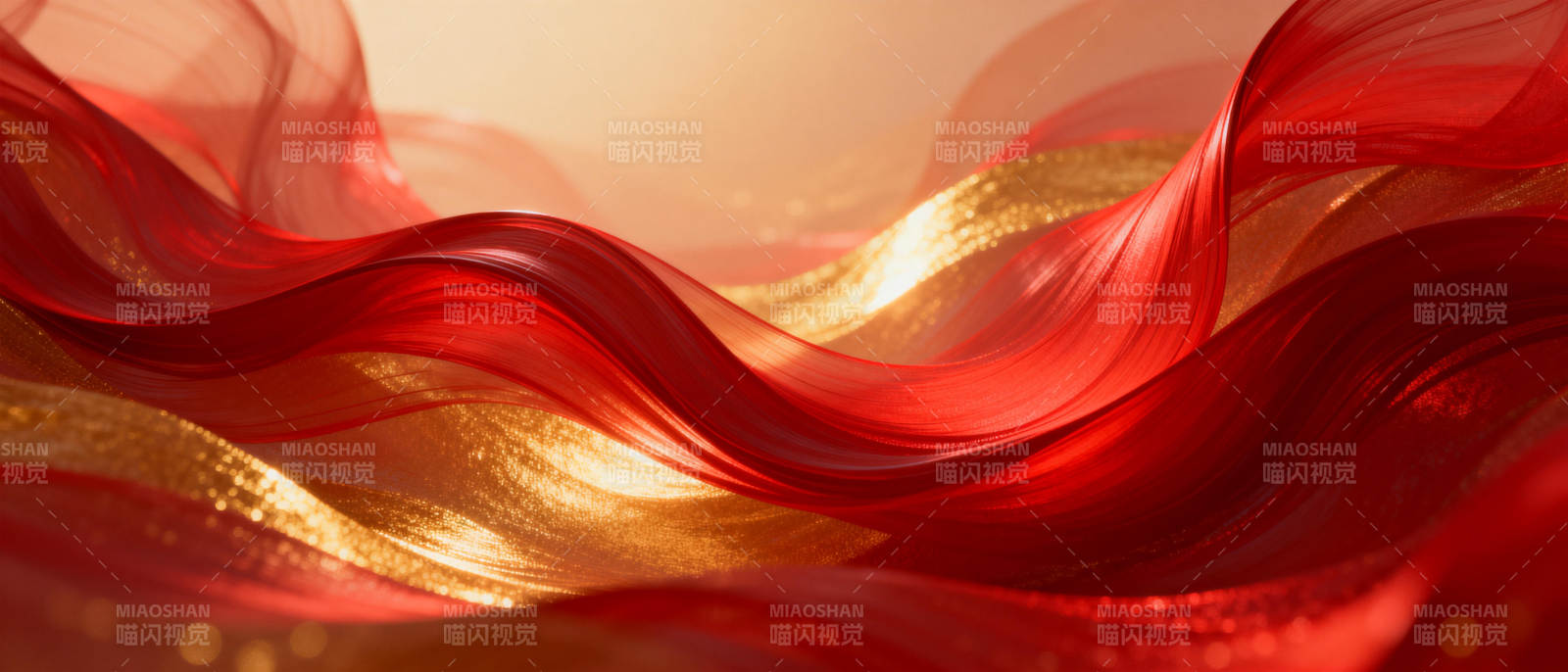 红金交织的波浪图片