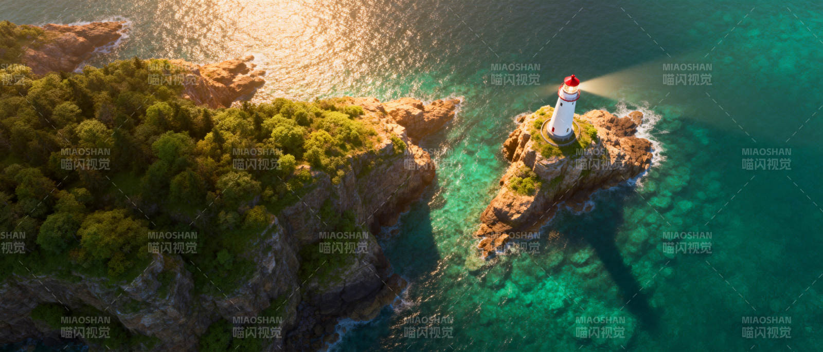 灯塔守望碧海青山图片