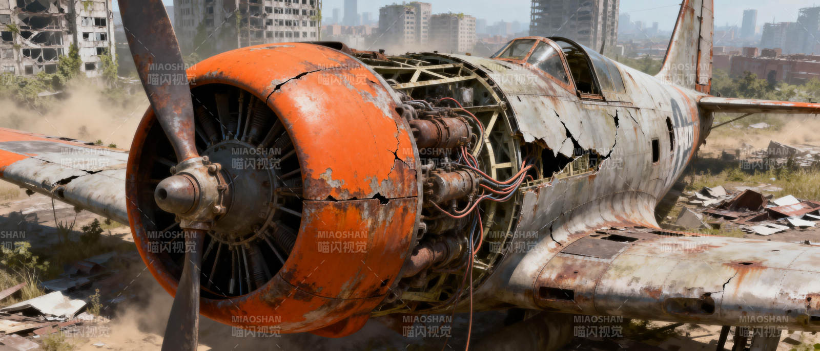 废弃战机残骸图片