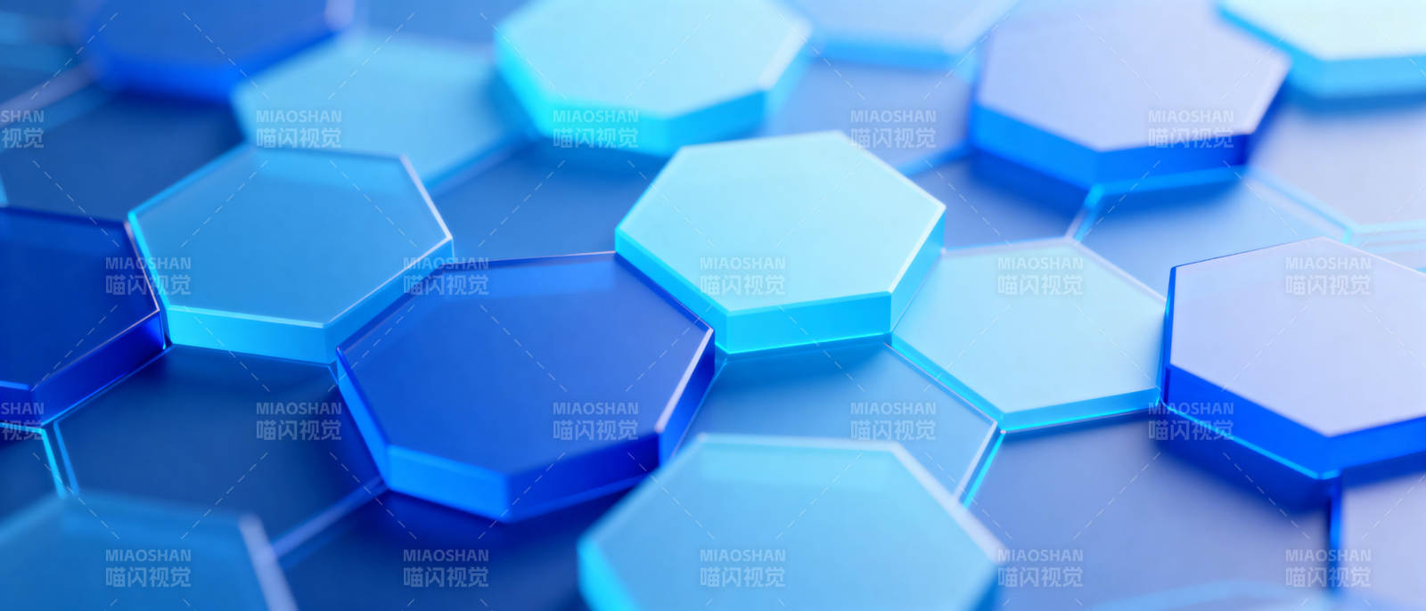 蓝色六边形图案图片