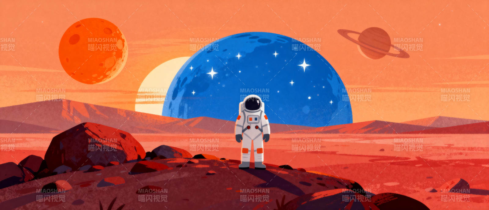 宇航员眺望星空图片