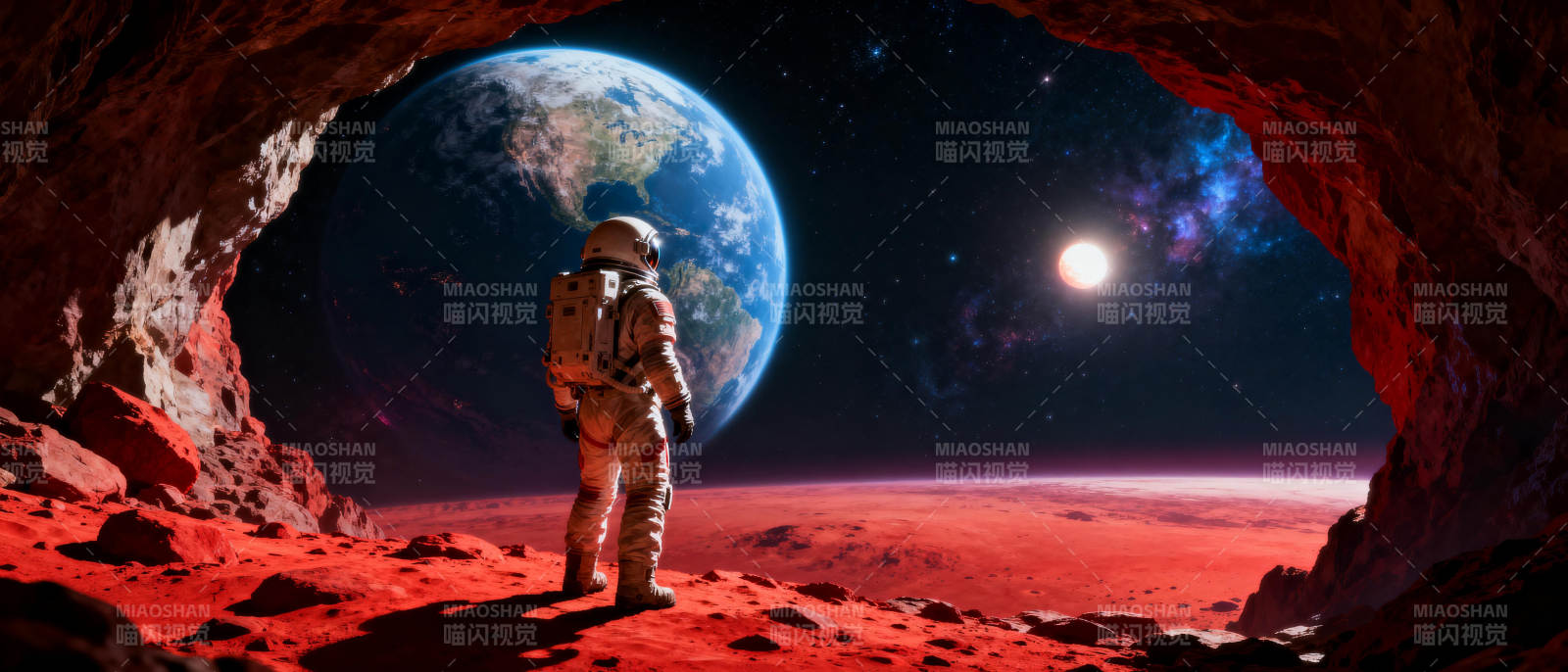 宇航员眺望地球图片