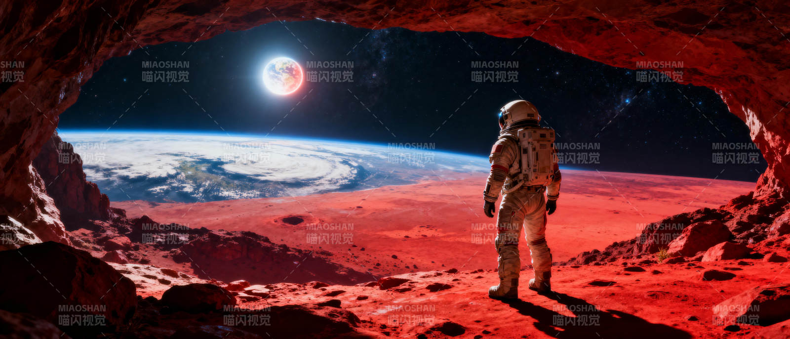 火星洞穴望地球图片