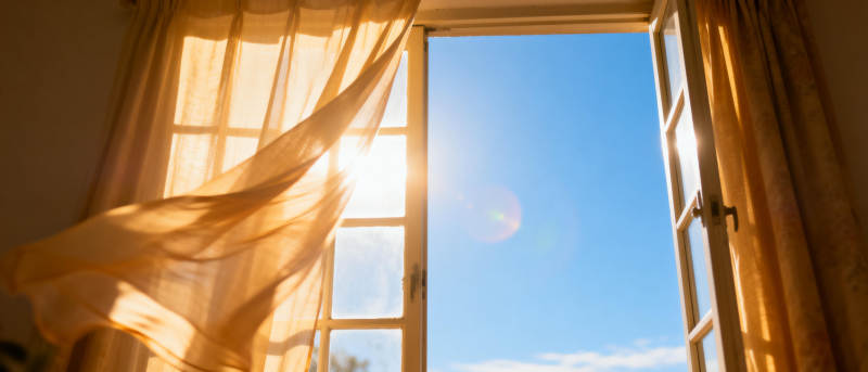 阳光洒进窗台图片
