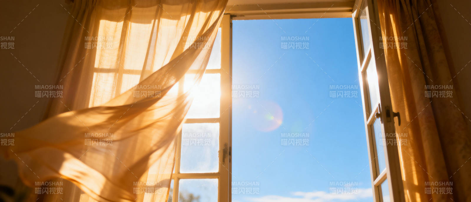 阳光洒进窗台图片