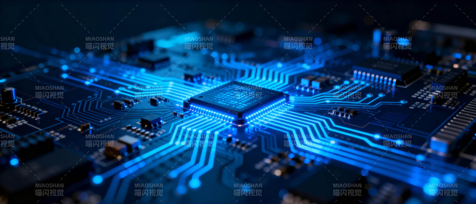 芯片电路蓝光图图片