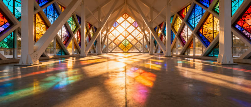 彩窗光影交织图片