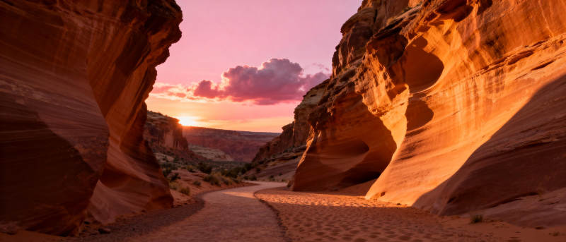 峡谷日落美景图片
