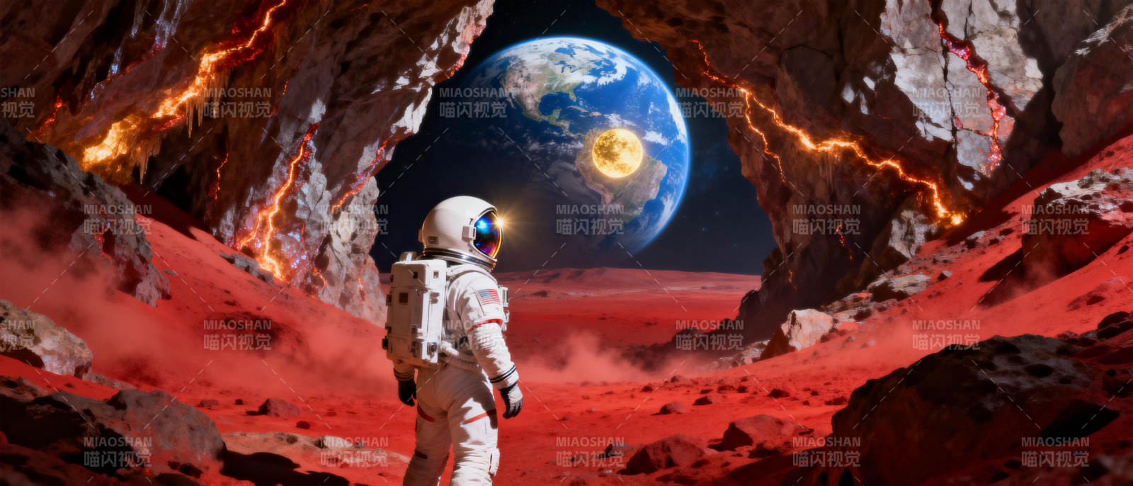 宇航员眺望地球图片