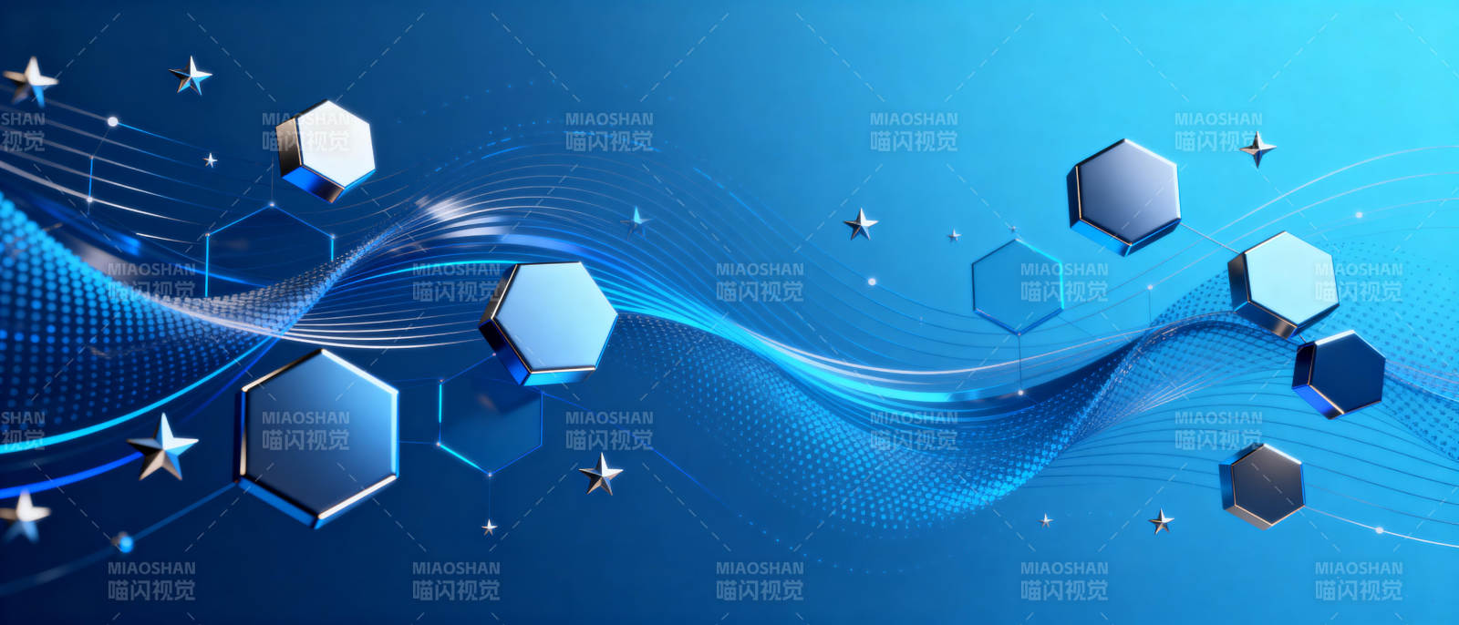 蓝色科技波浪图图片