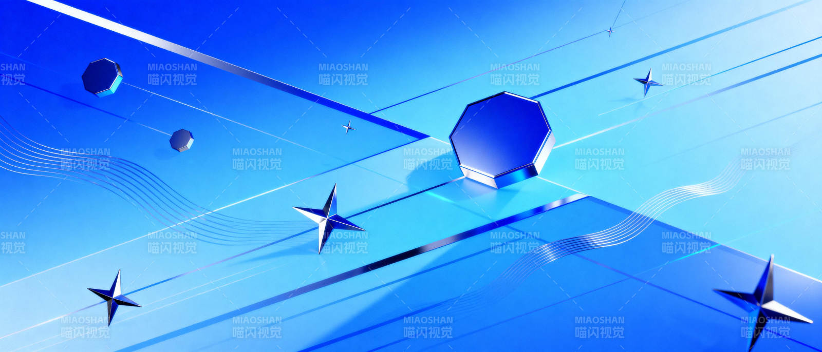 蓝色几何空间图片