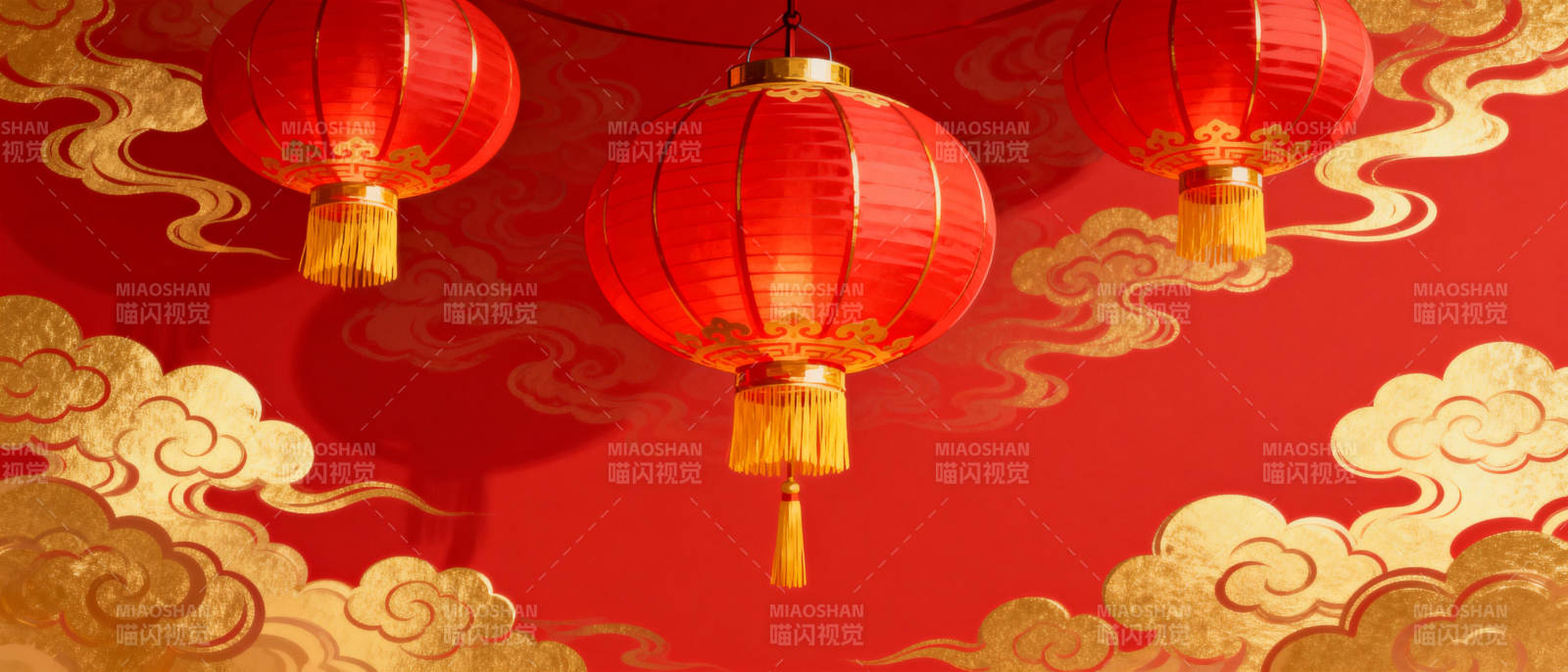 红灯映云祥瑞来图片