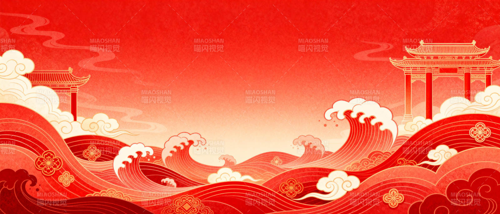 红浪涌动迎新春图片