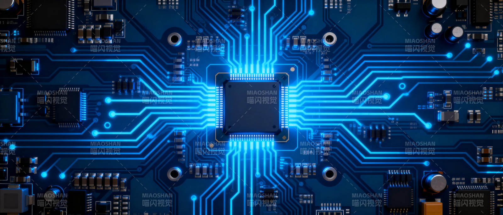 芯片电路发光图图片