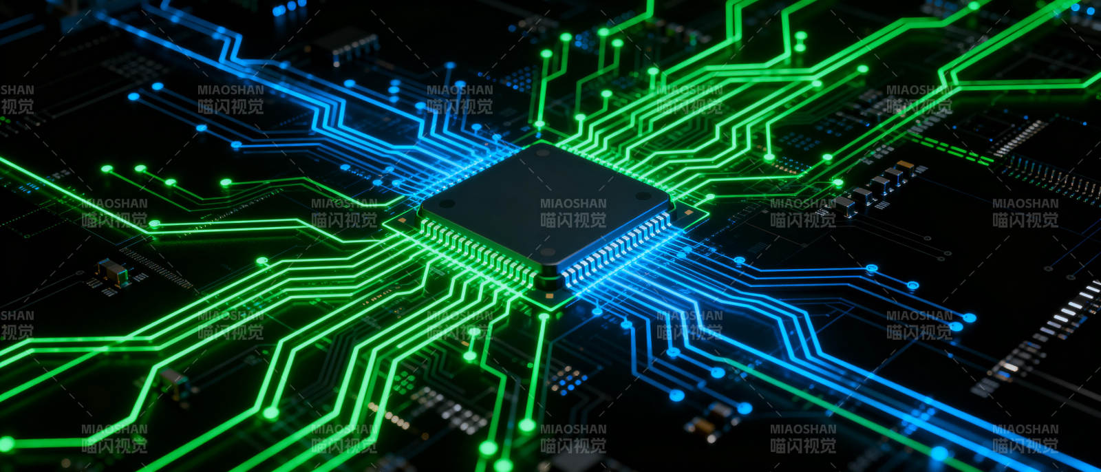 芯片电路发光图图片