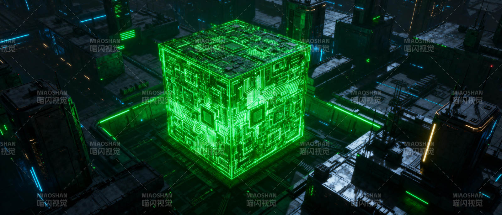 绿色立方体城市图片