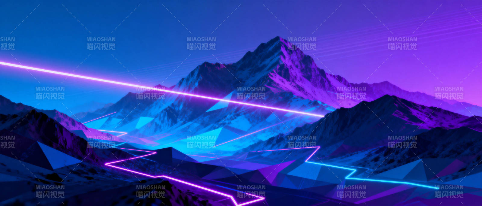 霓虹山峦夜景图片