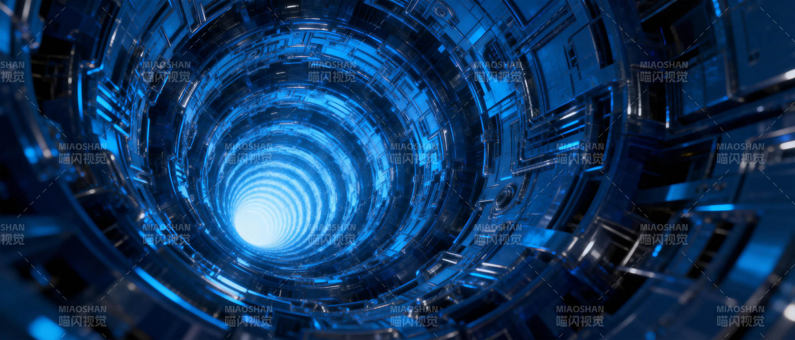 蓝色科技隧道图片