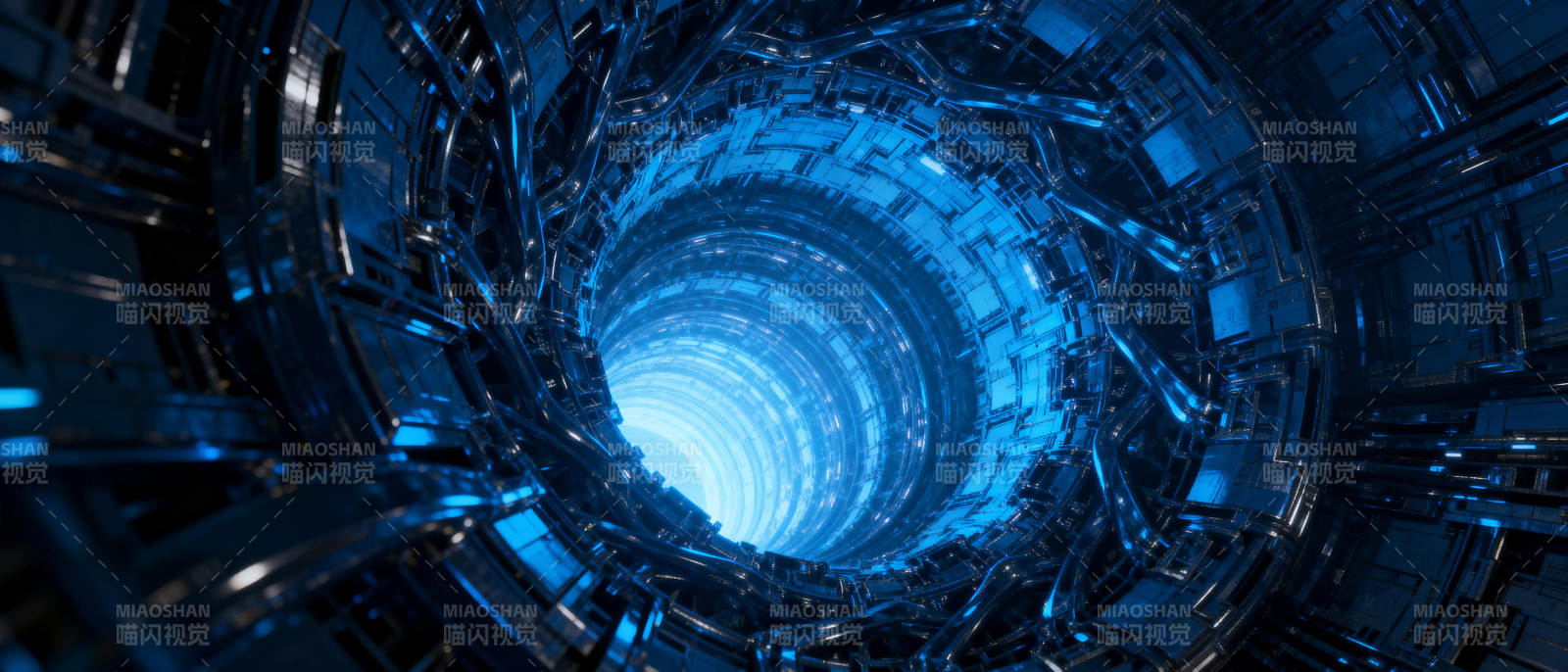 蓝色科技隧道图片