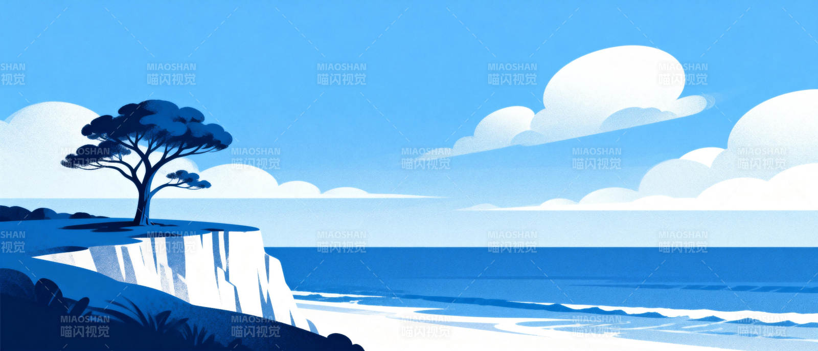 海边孤树悬崖图片