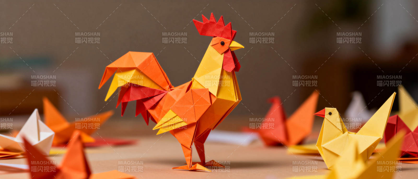 折纸公鸡展翅图片