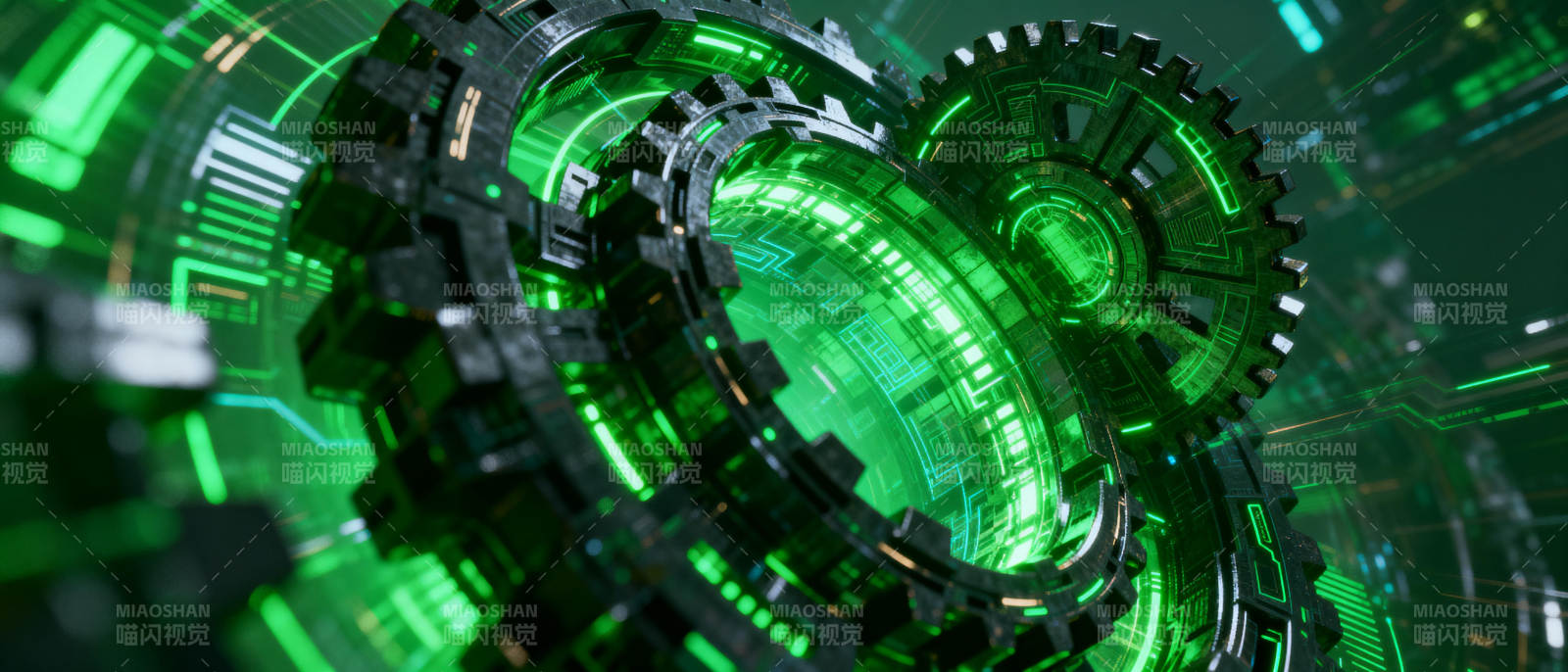 绿色机械齿轮图片