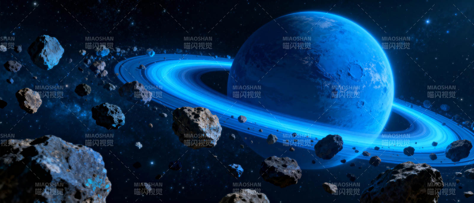 蓝色星球与环带图片