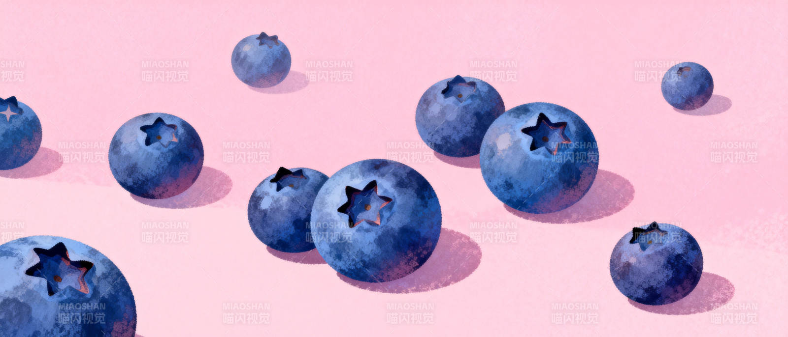 蓝莓静物画图片