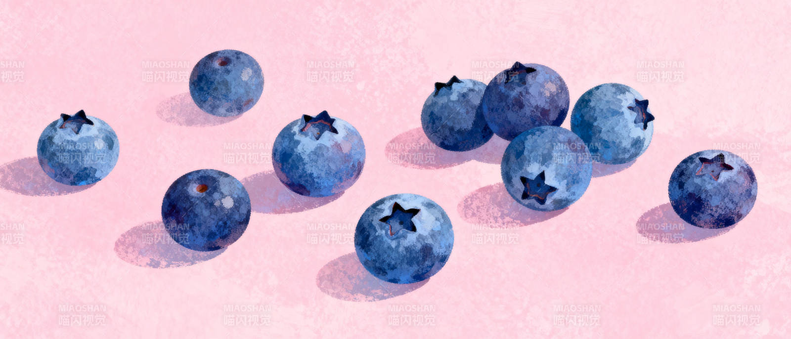 蓝莓静物画图片