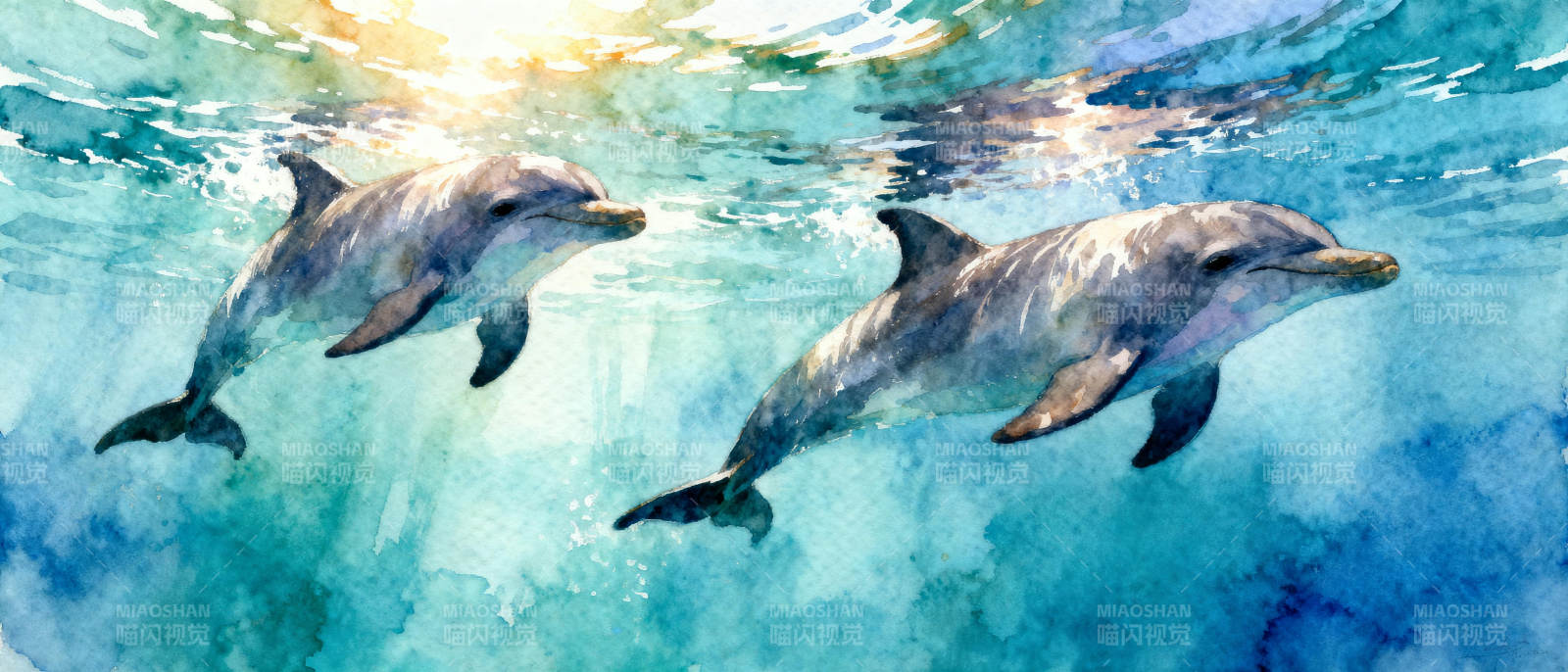 海豚共舞碧波中图片