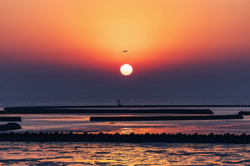 夕阳海港静谧美 上海临港图片