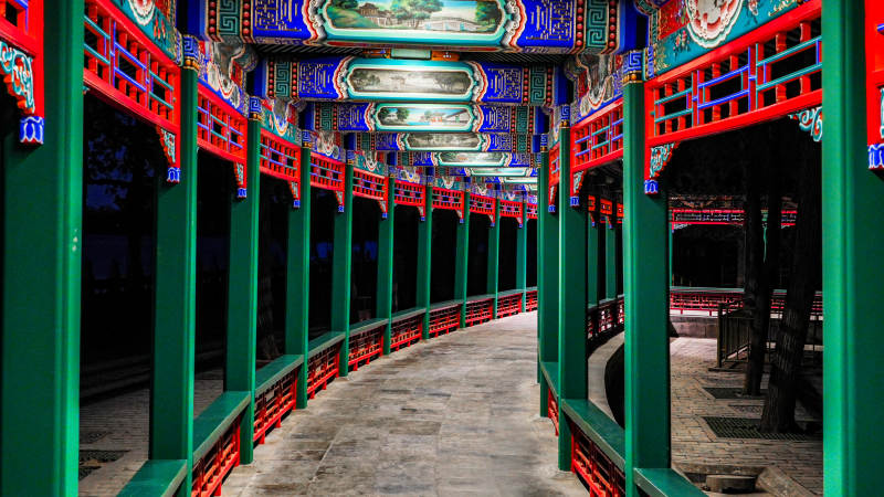 颐和园彩绘长廊古韵悠然图片