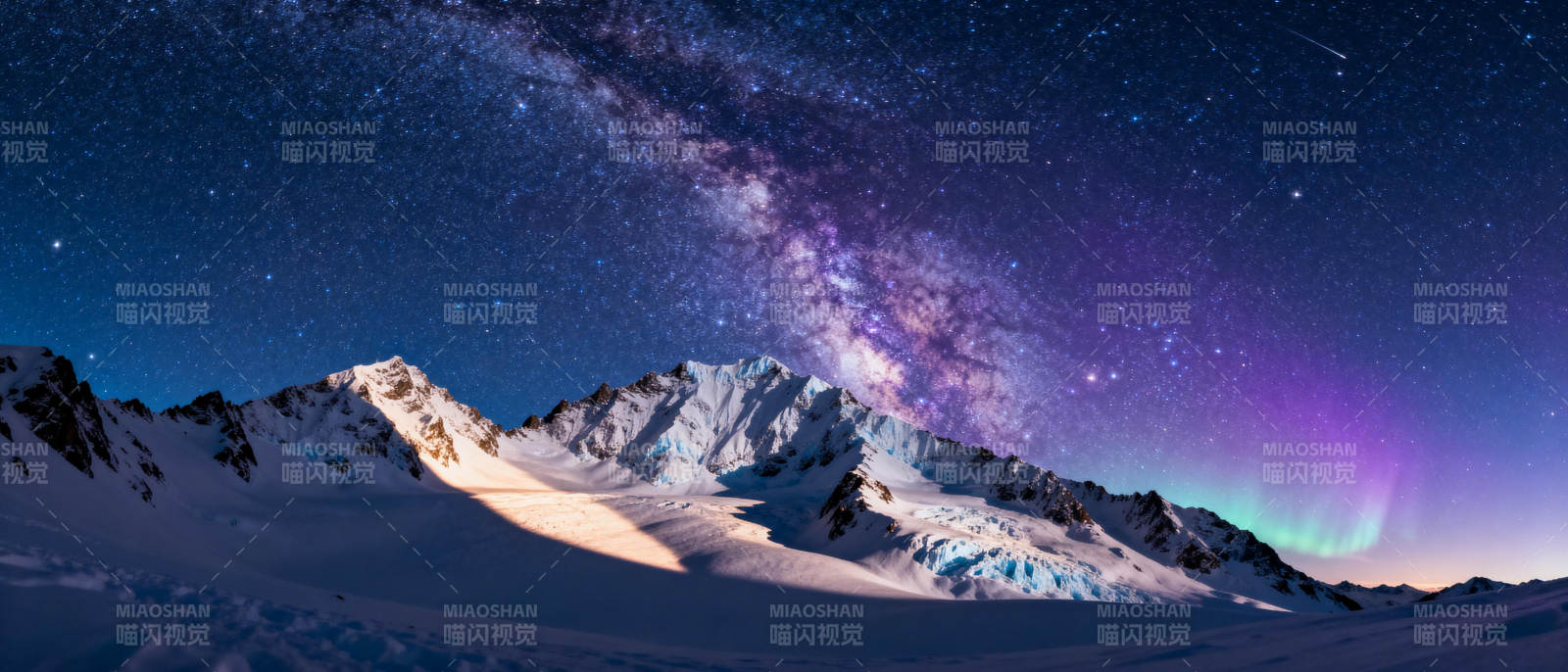 雪山星河夜景图片