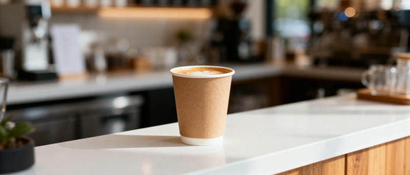 咖啡杯静置吧台图片