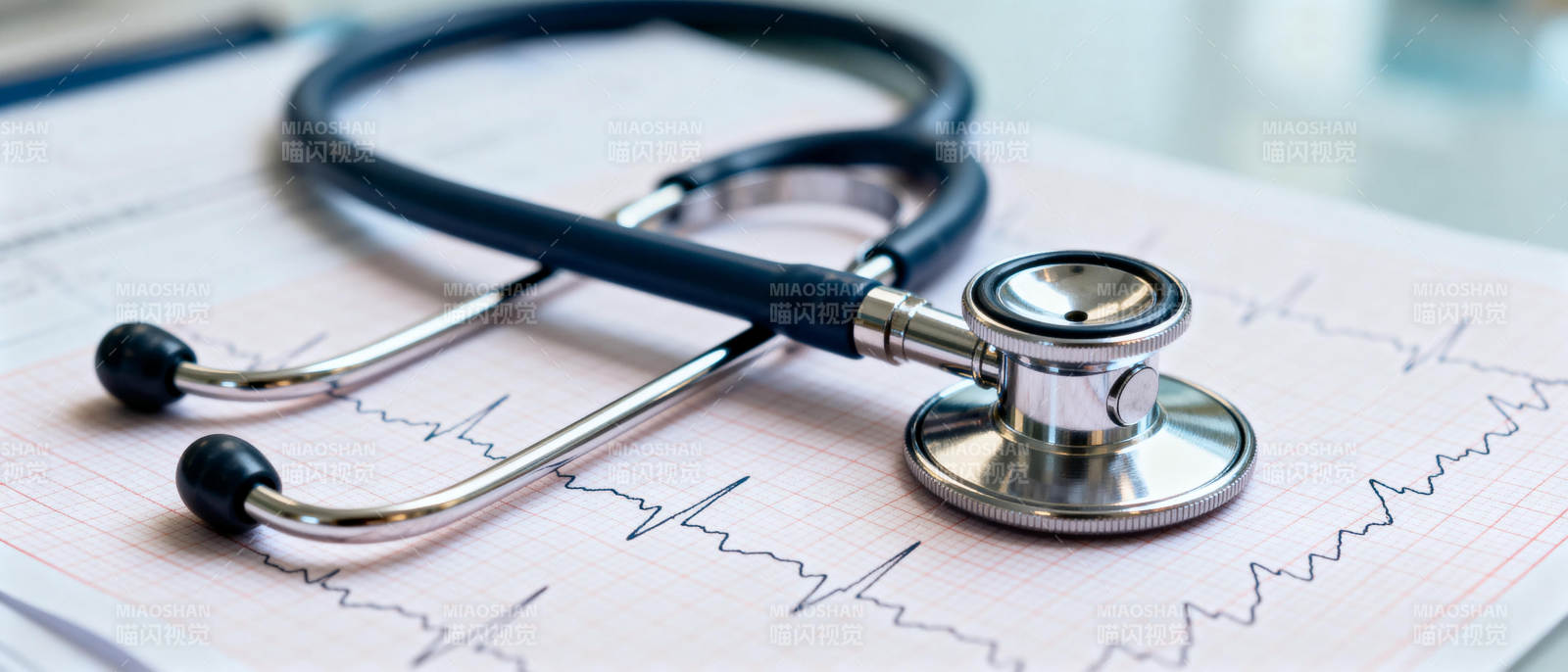 听诊器与心电图图片