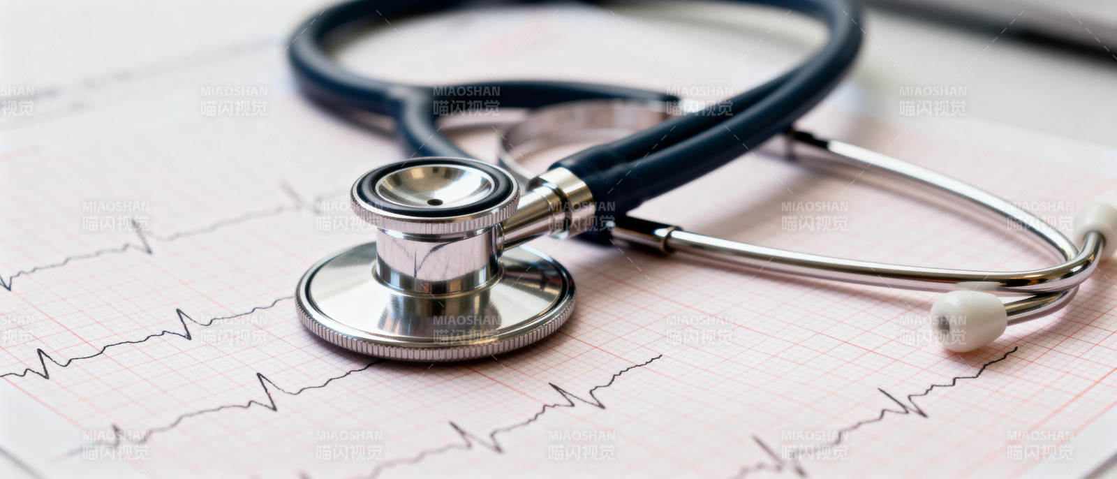 听诊器与心电图图片