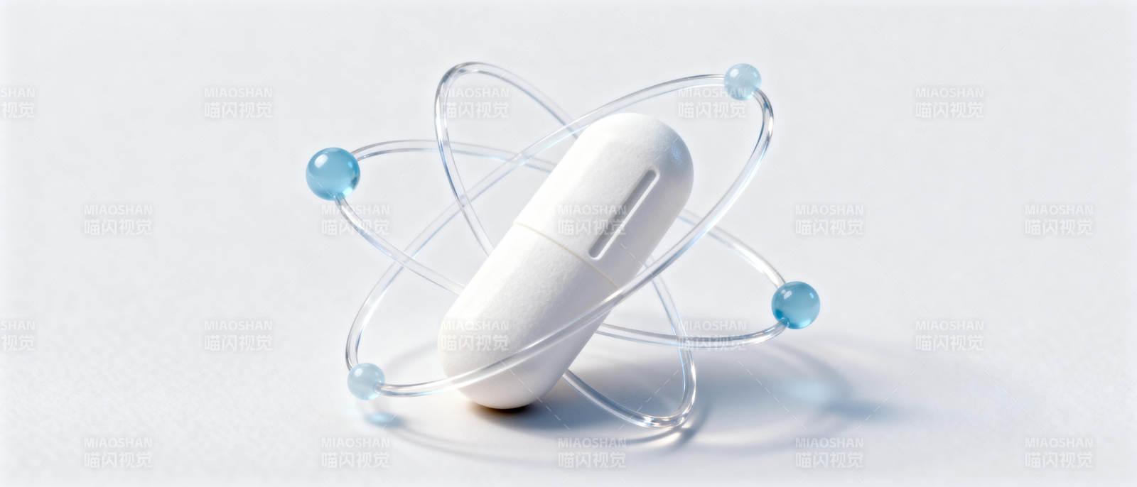 药丸与原子模型图片